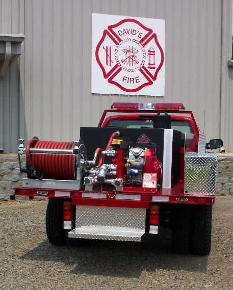 C5 Fire Dept., Texas, Flatbed Brush Truck, Rear View