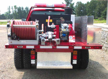 Basic Flatbed Brush Truck, Rear View