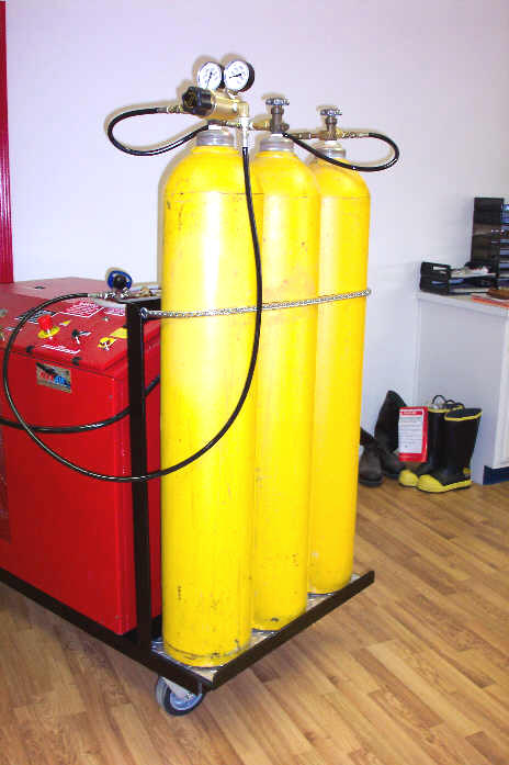 3 Cylinder Cascade System on Showroom Cart