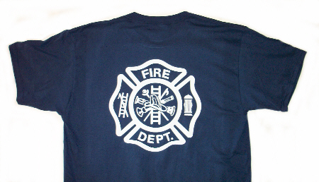 Blue Fire Tee w/Maltese Cross Back